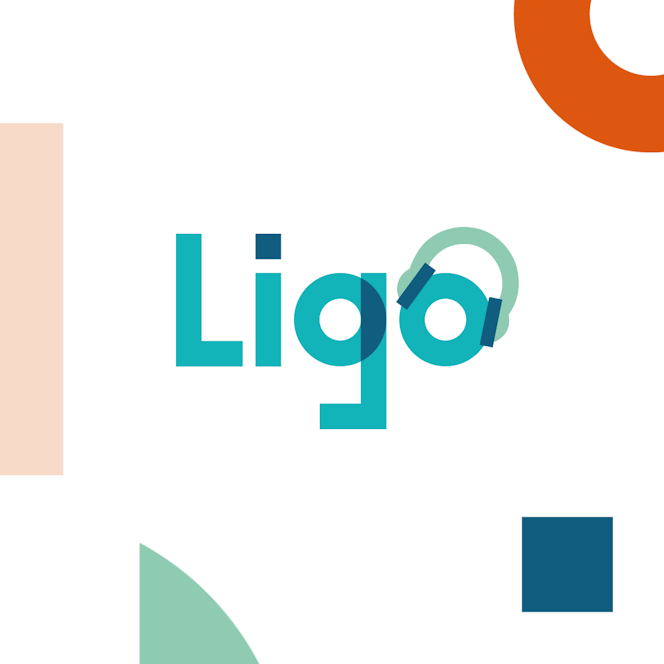 Logo van Ligo met hoofdtelefoon