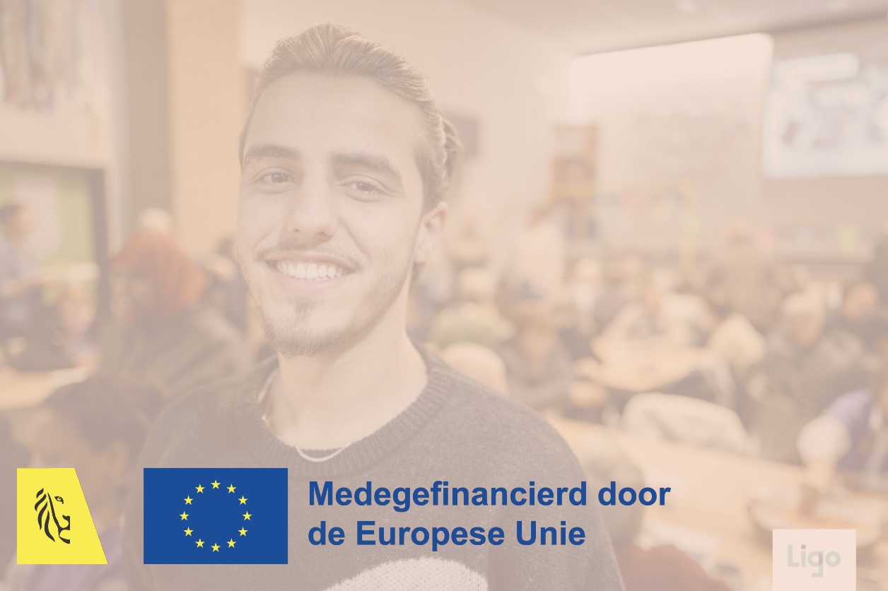 Het combilogo van Vlaanderen en de Europese Unie