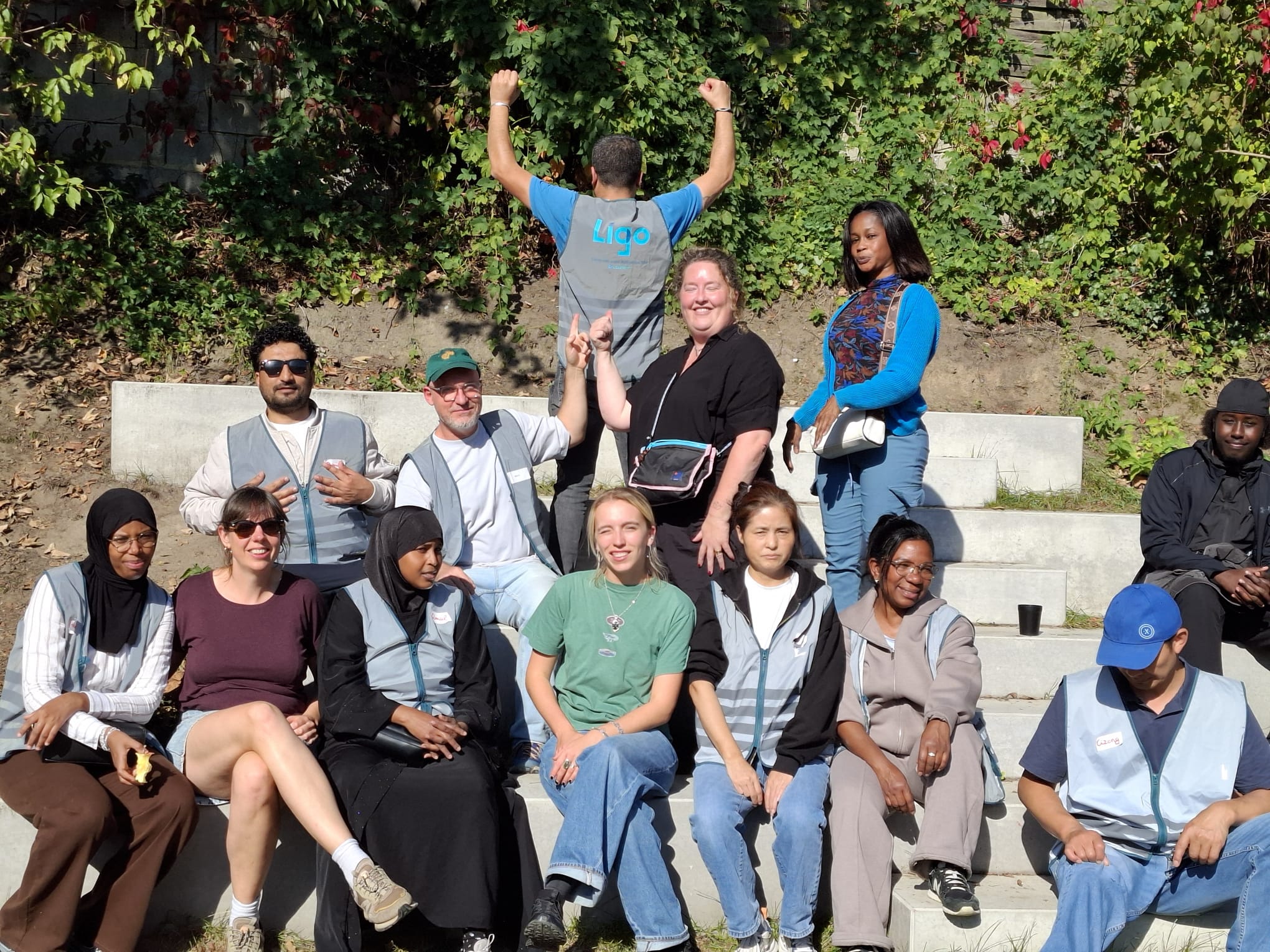 Een groepsfoto van een Ligo-team tijdens de Refugee walk