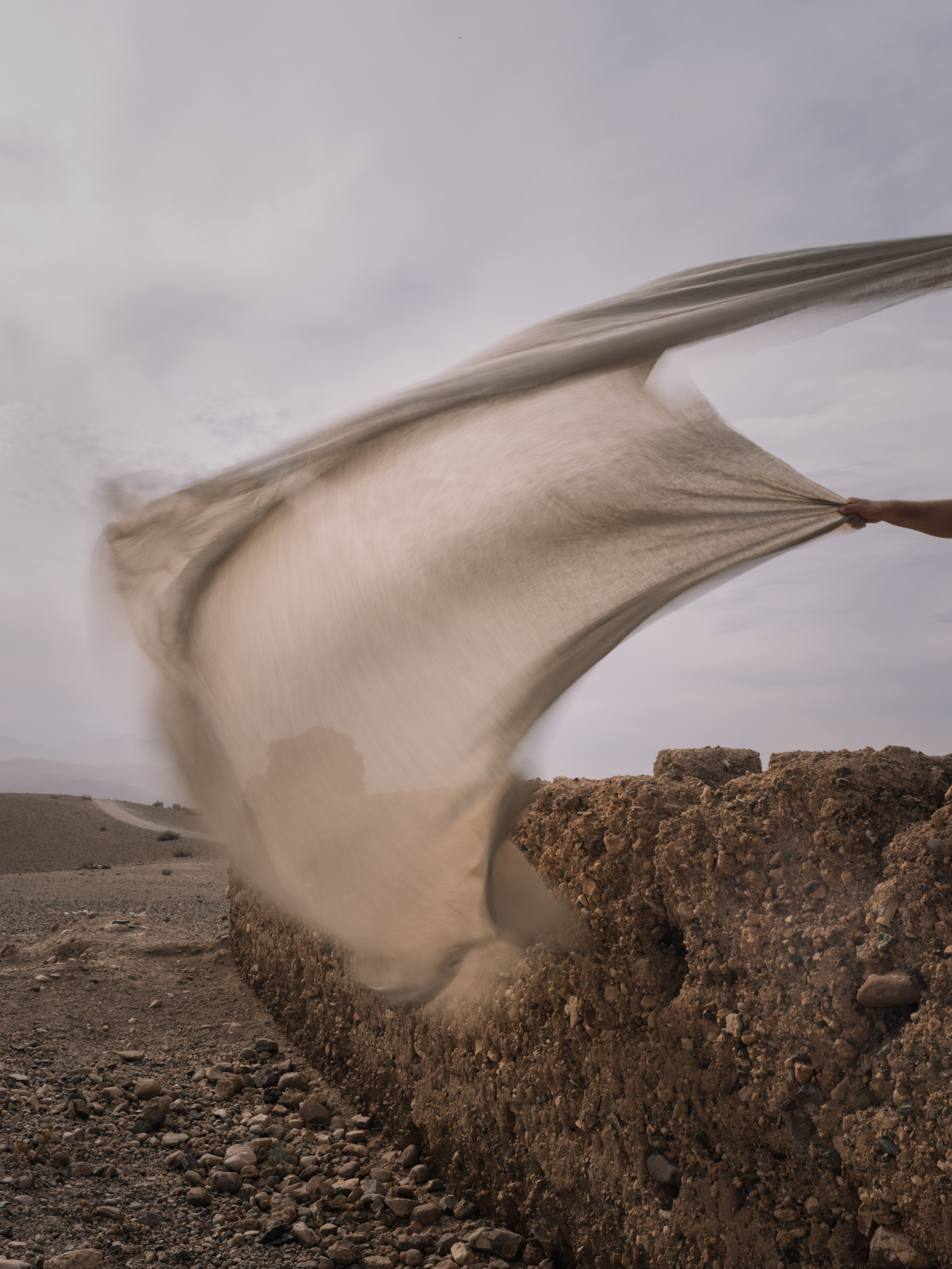 Drape PENUMBRA YP26012 photographed in the Moroccan desert for the Azimuth 2026 fabric collection by Designs of the Time