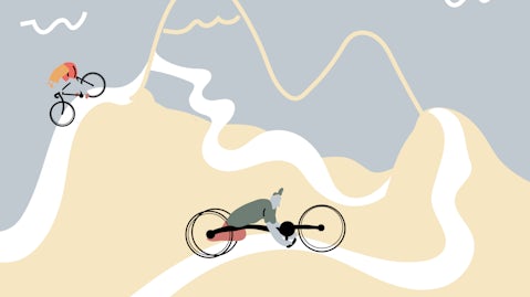 illustratie van twee fietsers die een tour rijden
