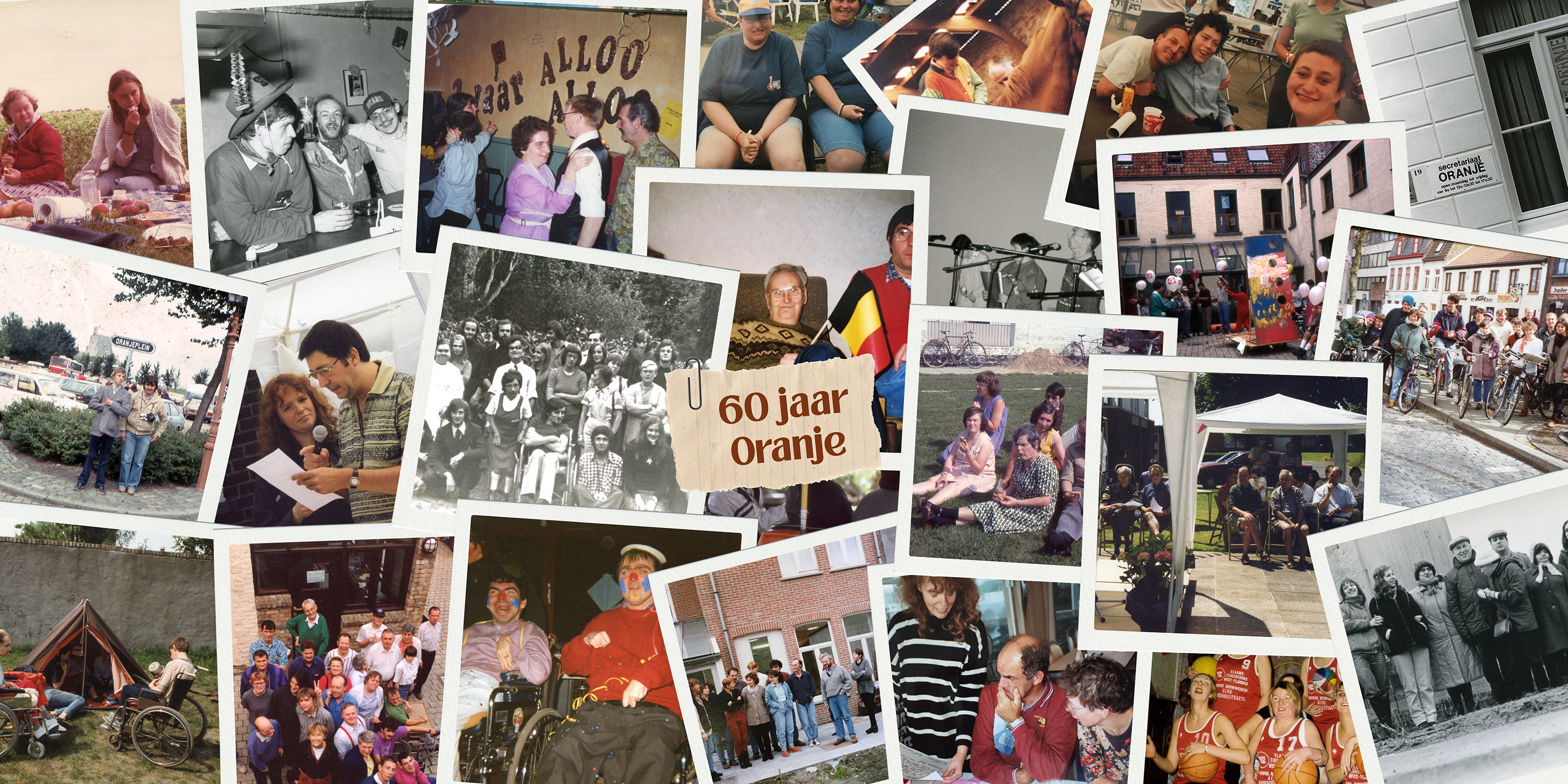 Een collage van foto's uit het archief van Oranje vzw