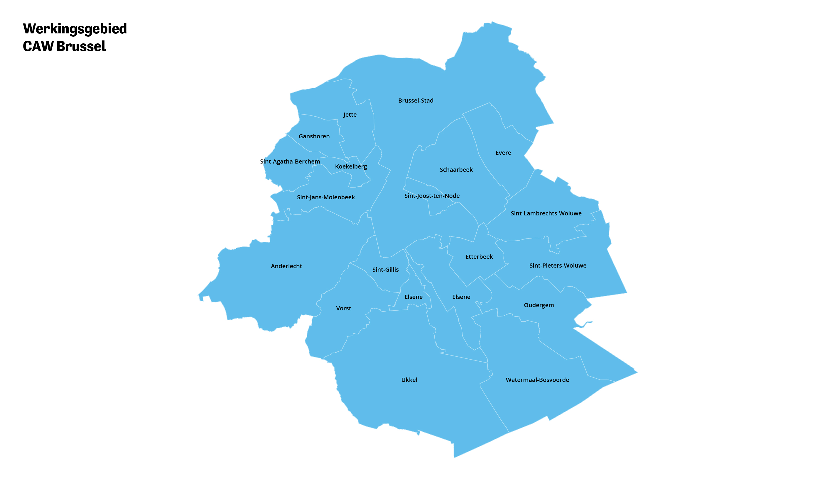 Werkingsgebied CAW Brussel