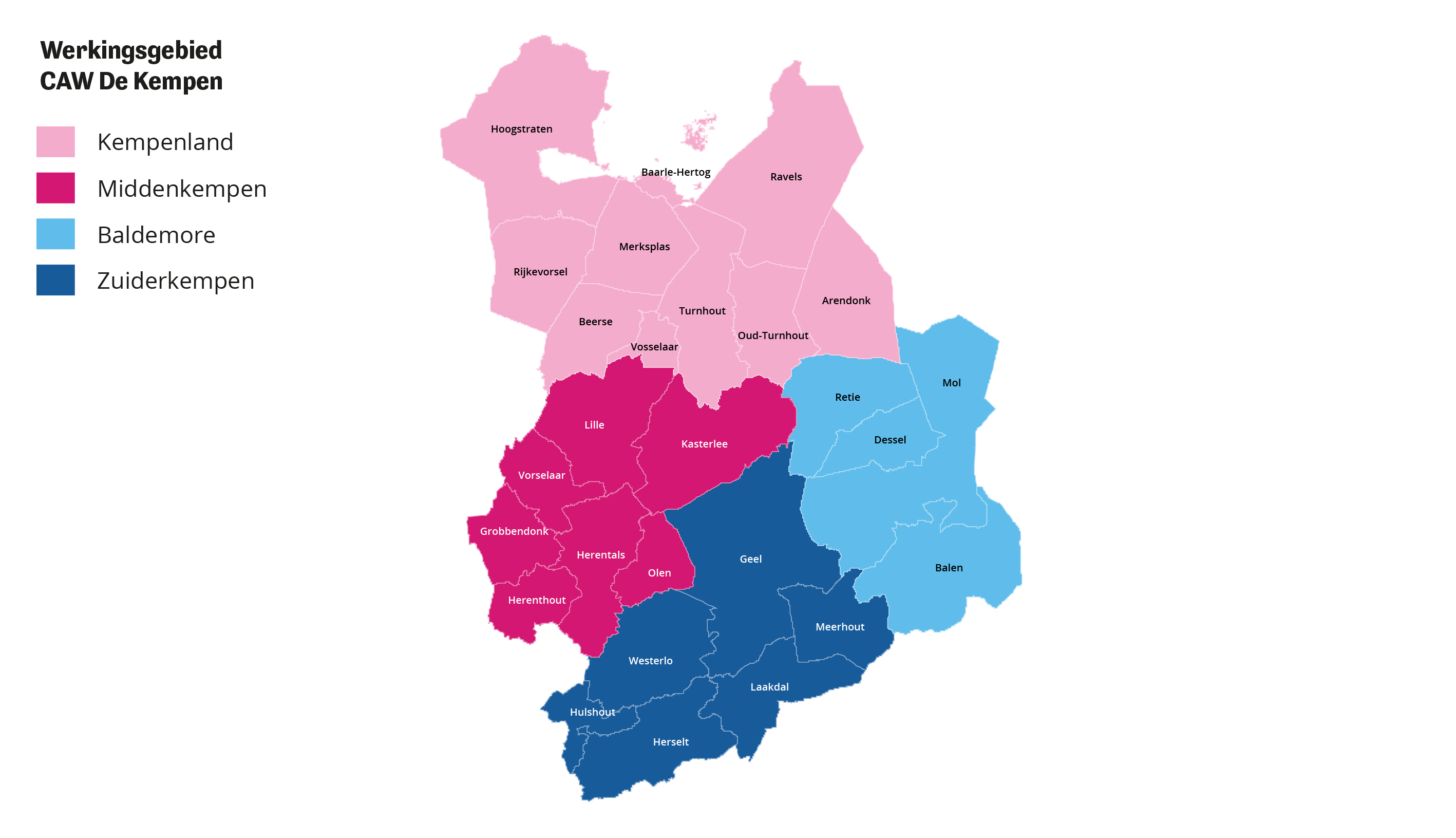 Werkingsgebied CAW De Kempen