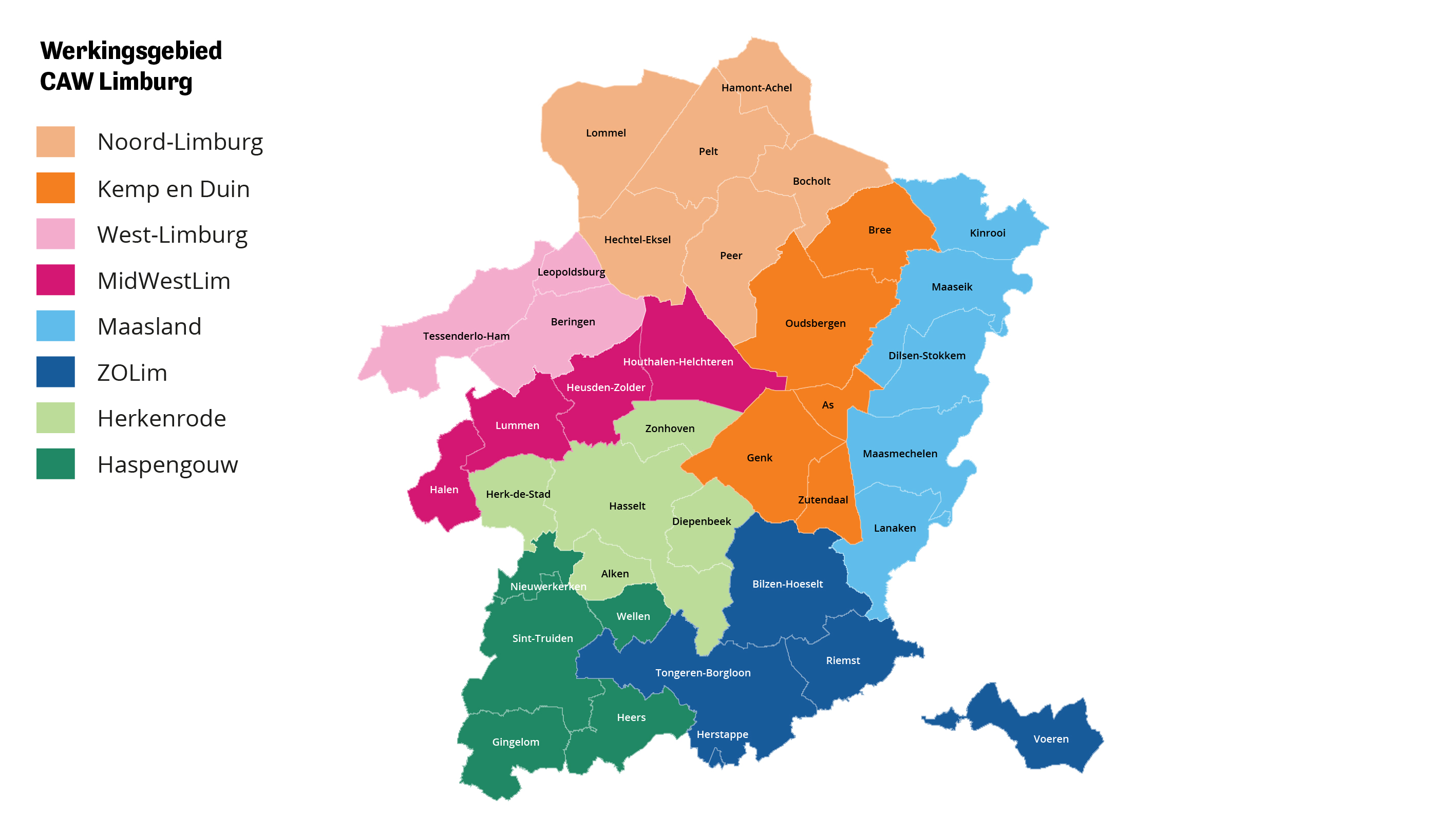 Werkingsgebied CAW Limburg