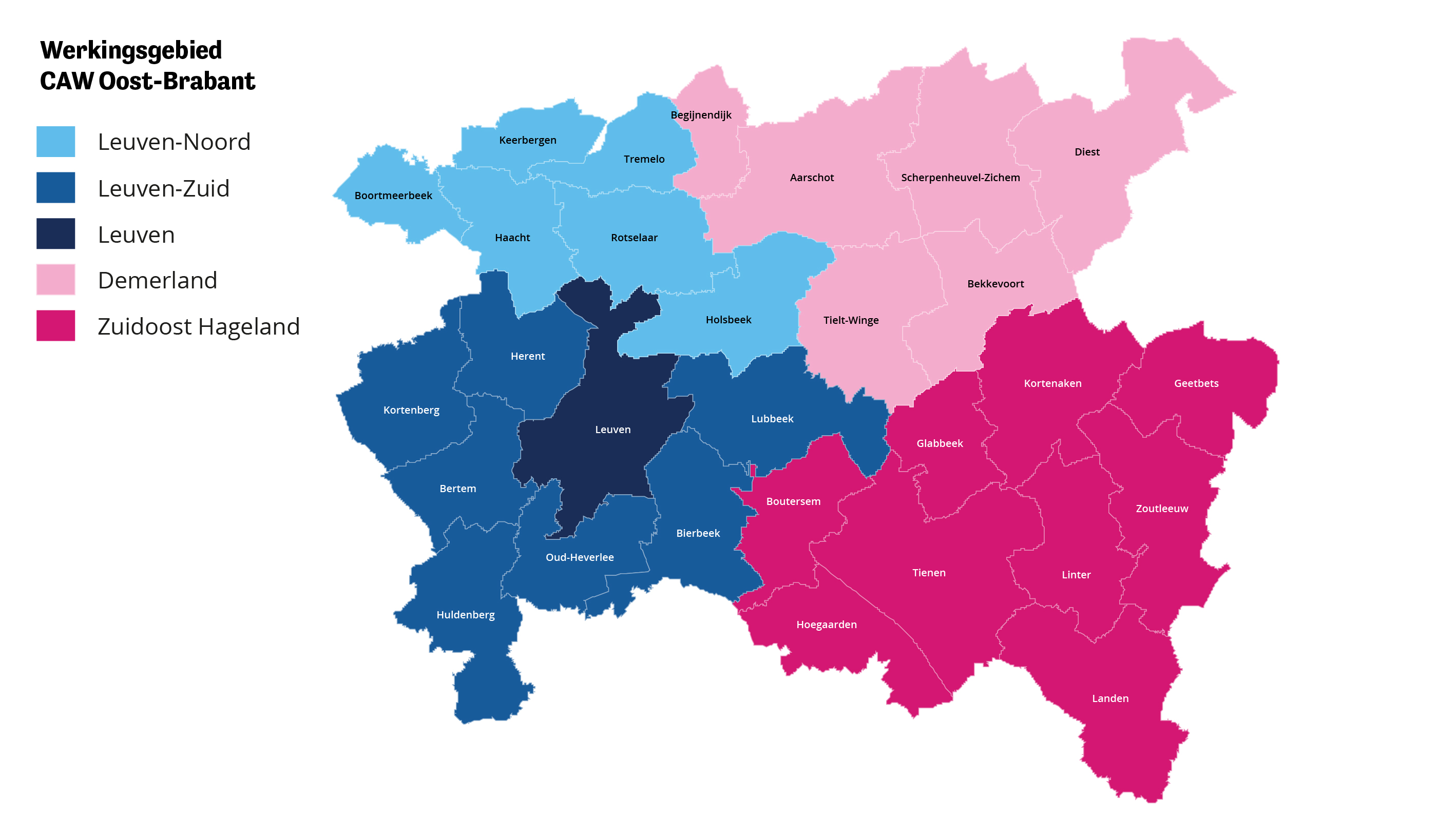 Werkingsgebied CAW Oost-Brabant