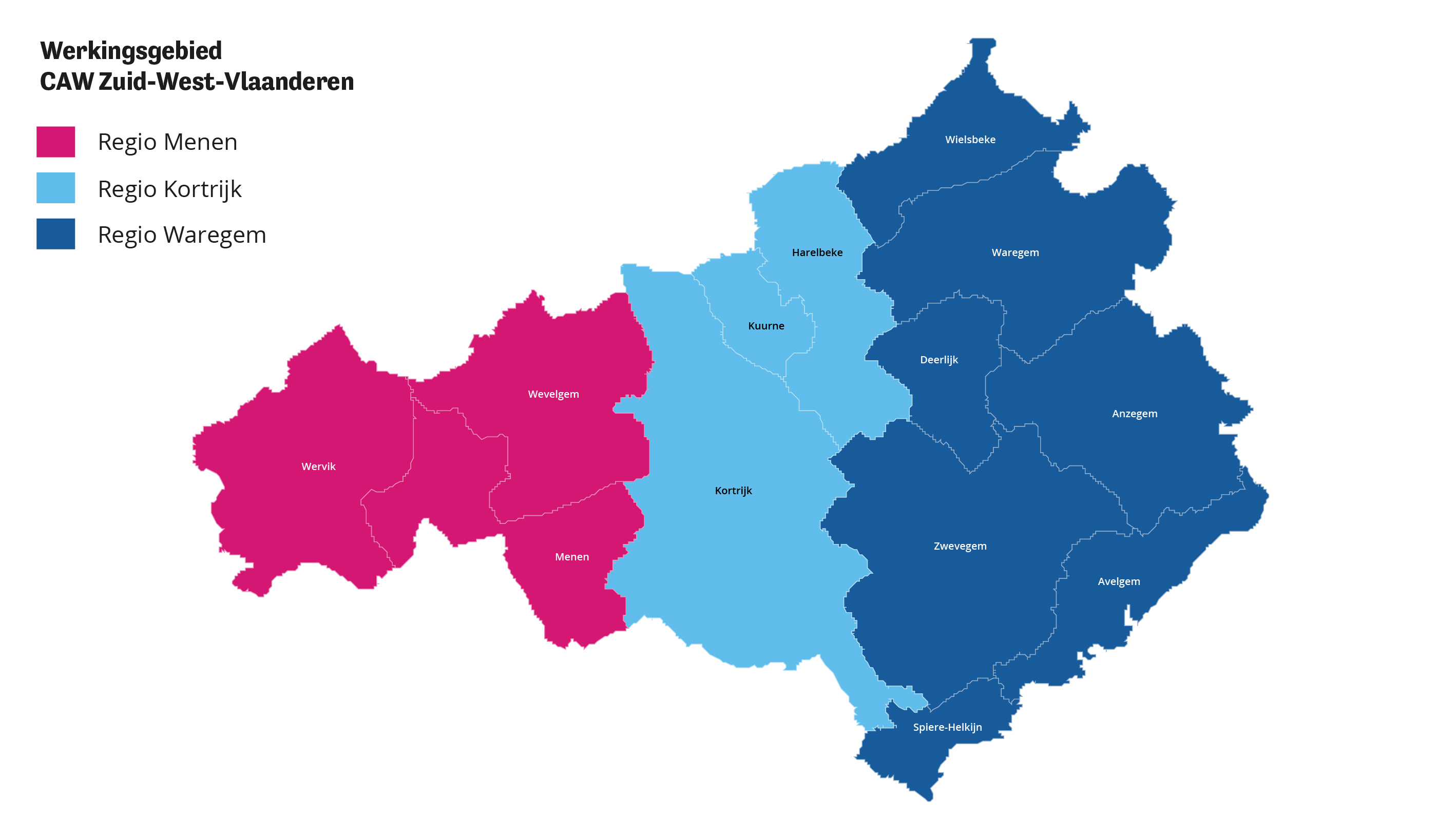 Werkingsgebied CAW Zuid-West-Vlaanderen