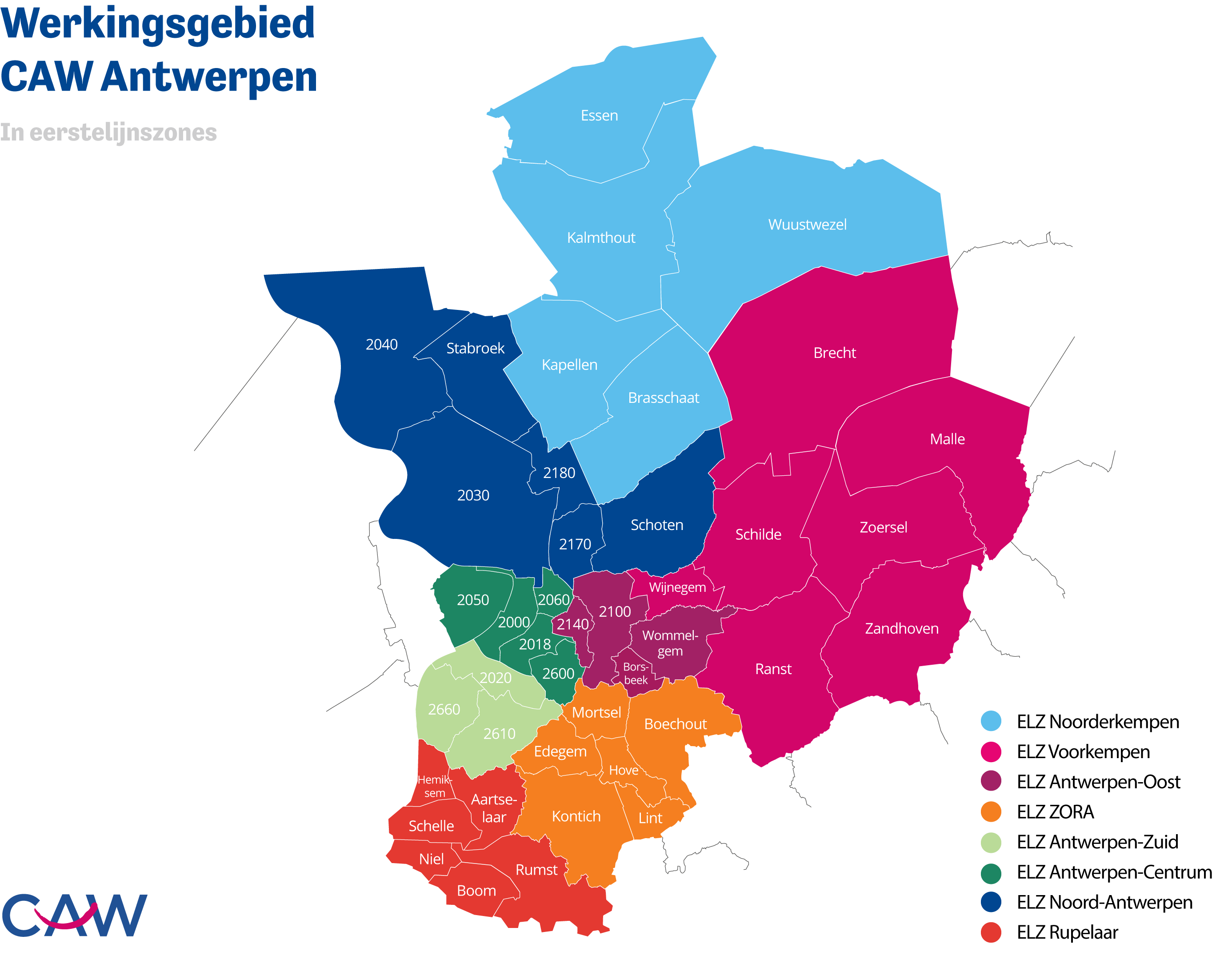 Werkingsgebied eerstelijnszones CAW Antwerpen