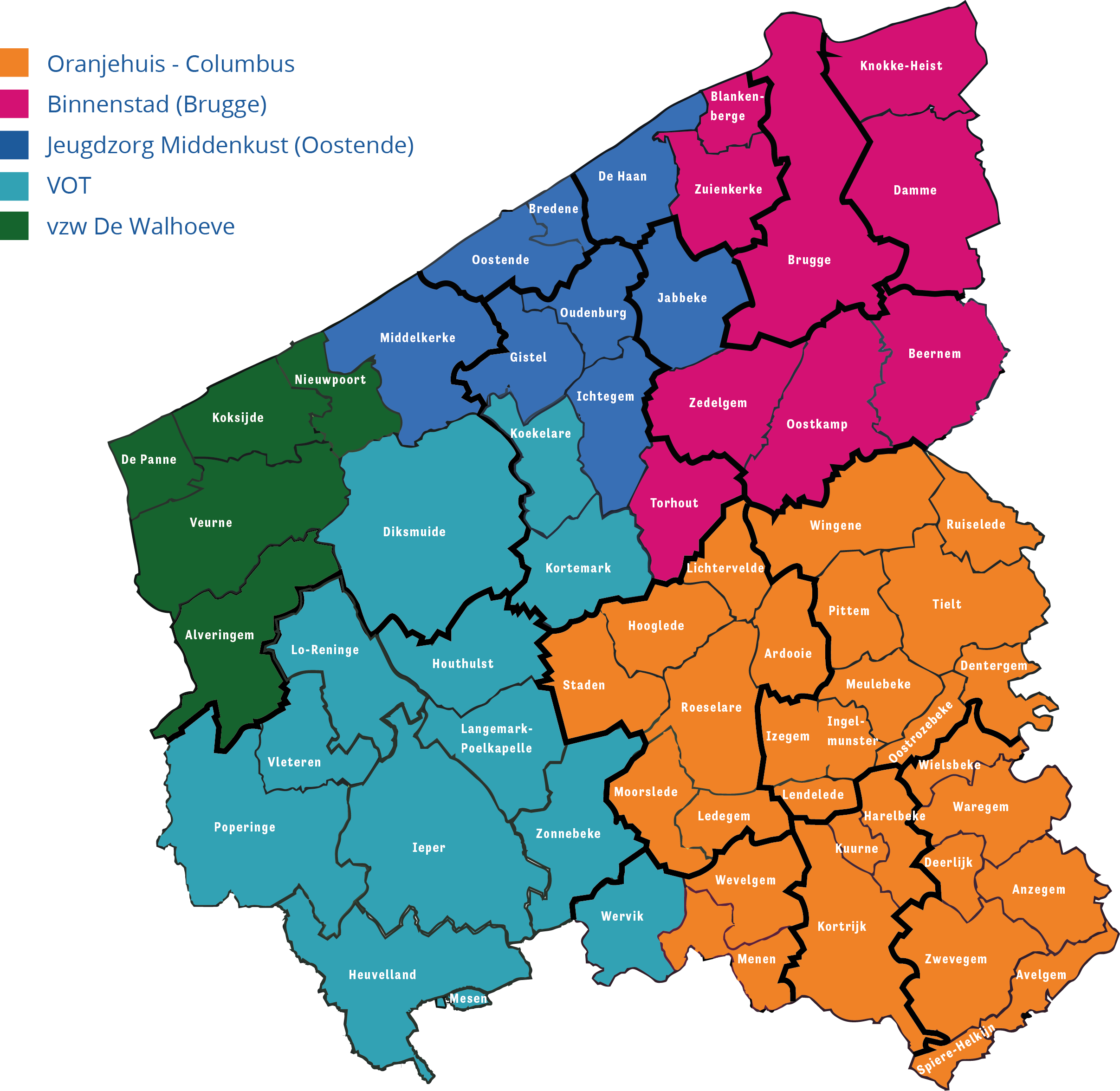 Kaart - gebied Jeugdzorg