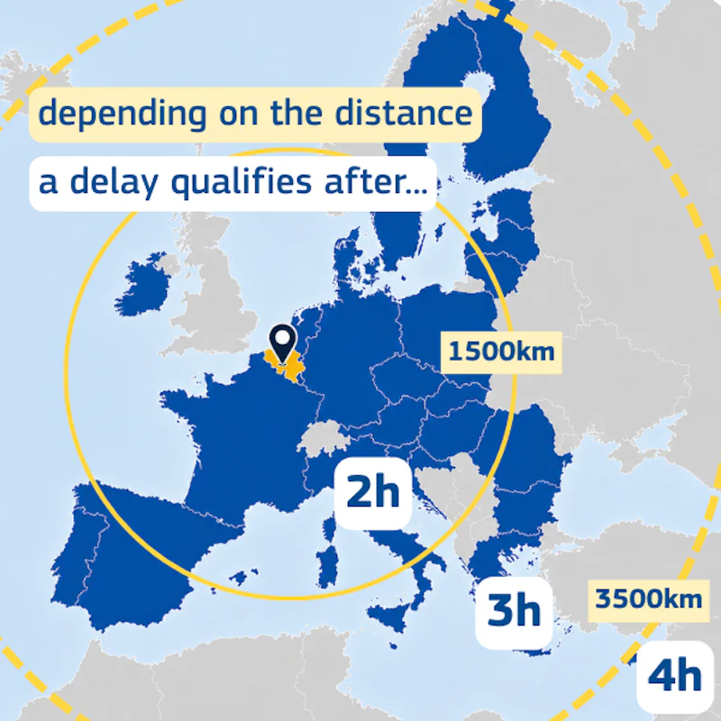 map of europe with circles auround Brussels