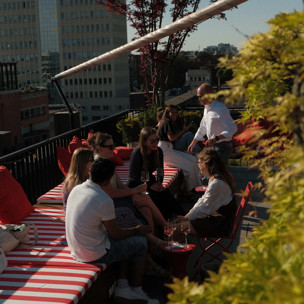 people on the YUST rooftop