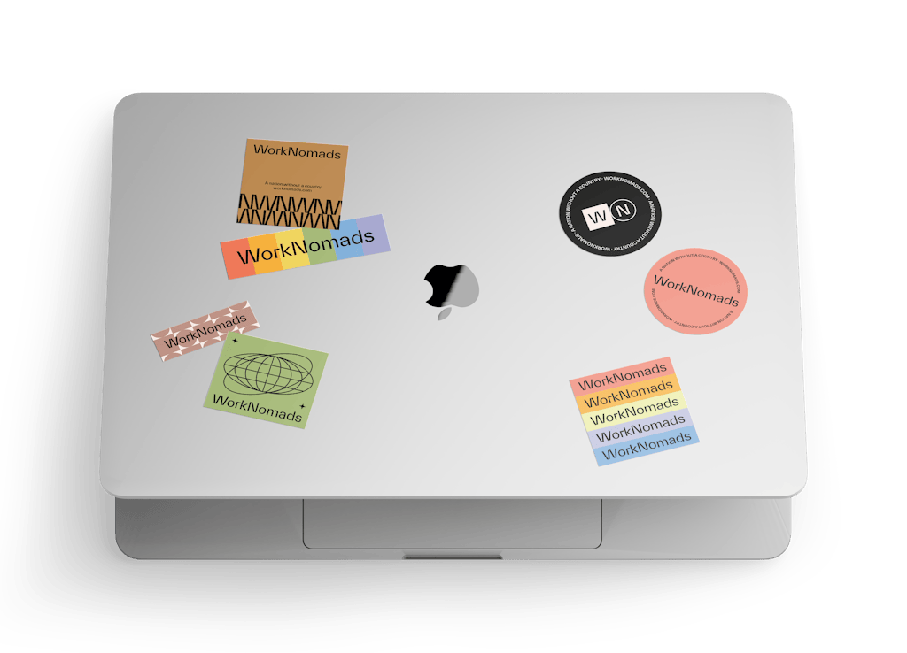 Worknomads stickers on a laptop
