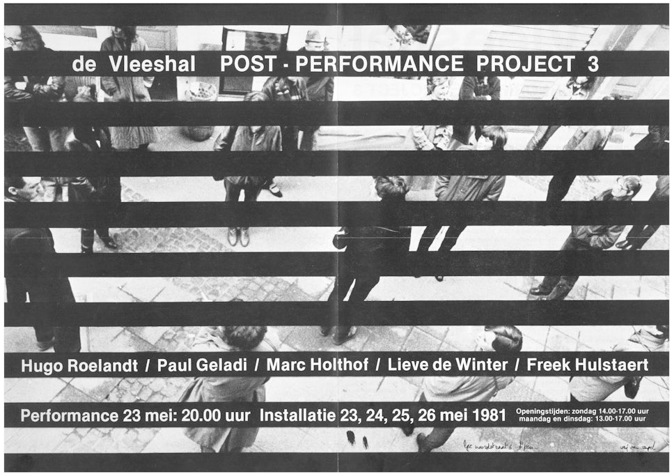 Affiche voor Post-Performance Project 3, Vleeshal Middelburg, Nederland, 1981.